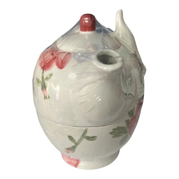 Oxford Elite Rose Floral Ceramic Teapot for One – Pink Roses & Green Leaves – NE - Picture 4 of 5